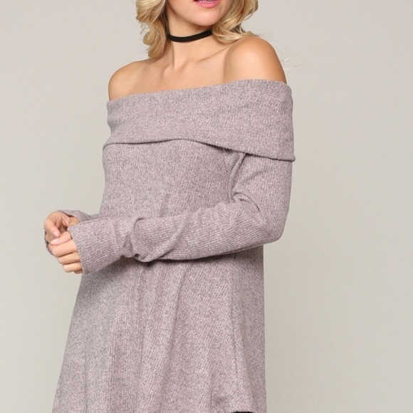 SALE!! HP!! 🎉🎉🎉Off the Shoulders Dusty Rose Sweater - Picture 3 of 7